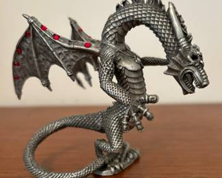 1999 Vintage Rawcliffe Pewter Dragon with Red Eyes