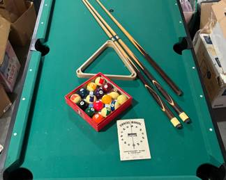 Nice! 6’ pool table for those who want to play pool, but short on space! Comes with everything you need to get started!