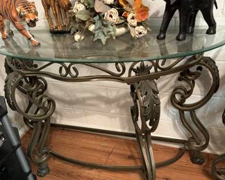 Glass and metal sofa table