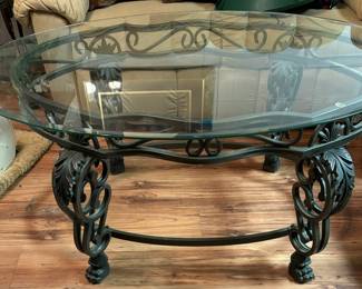 Glass and metal coffee table