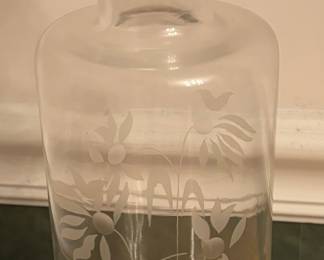 Etched liquor decanter crystal glass