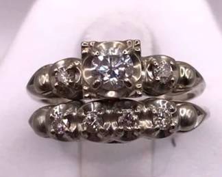 Vintage diamond wedding set