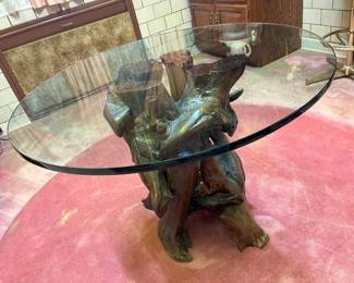 71A Vintage Burl Wood Dining Tablemin