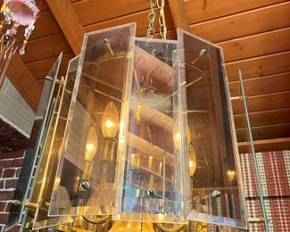 71A Vintage Beveled Glass Panel Hanging Lampmin