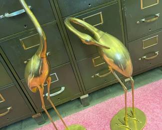 71A Vintage Tall MCM Floorstanding Brass Cranesmin