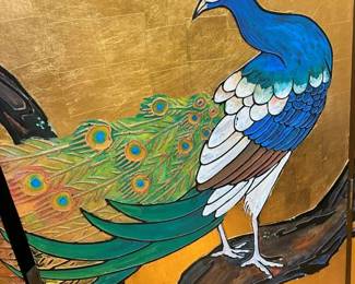 71 Vintage 4Panel Peacock Screen Detailmin