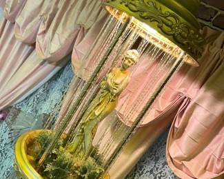 71A Vintage Hanging Oil Rain Bathing Goddess Lampmin