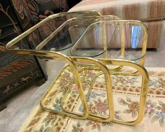 71A MCM Brass Glass Nesting Tablesmin