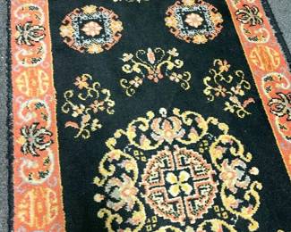 71 Vintage Wool Asian Medallion Runner Detailmin