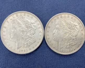 (2) 1921 MORGAN SILVER DOLLARS
