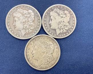 1899-O/1921/1882-S MORGAN SILVER DOLLARS