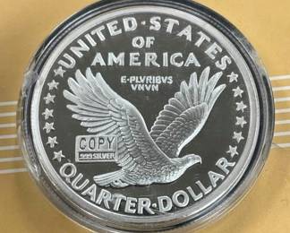 .900 SILVER MINT STANDING LIB. QUARTER