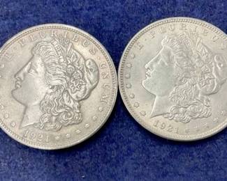 (2) 1921 MORGAN SILVER DOLLARS