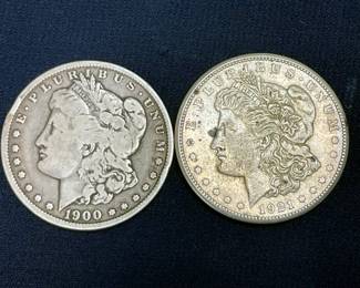 1900, 1921 MORGAN SILVER DOLLARS