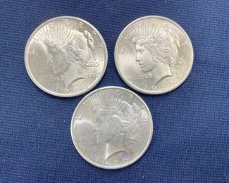 (3) 1925 PEACE SILVER DOLLARS