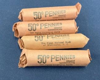 (4) ROLLS 1940'S STEELS PENNIES