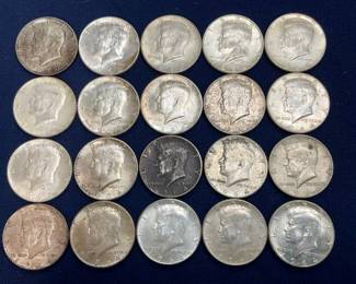 20- 1964 90% SILVER KENNEDY HALVES