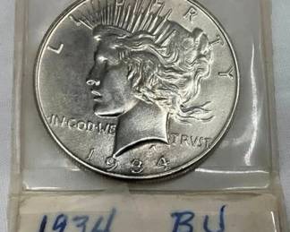 1934 PEACE SILVER DOLLAR