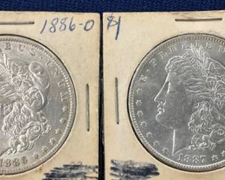 1887 O 1886 O MORGAN SILVER DOLLARS
