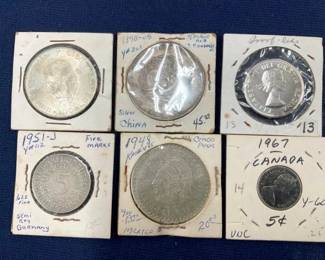 (6) COINS 1956/1951J/1948/1967 CANADA