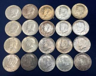 20- 1964 90% SILVER KENNEDY HALVES
