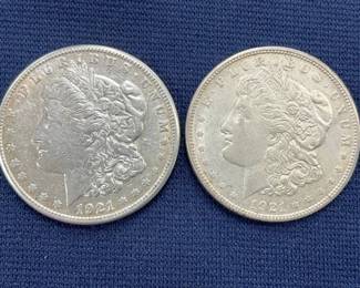 (2) 1921 MORGAN SILVER DOLLARS