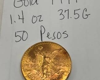 1947 GOLD 1.4OZ 37.5G. 50 PESOS