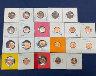 (22) PENNIES 1937-1964