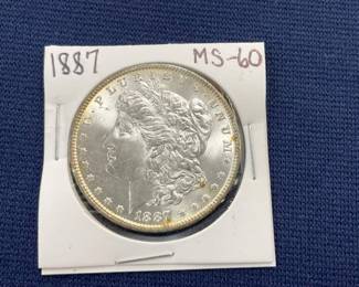 1887 MS 60 MORGAN SILVER DOLLAR