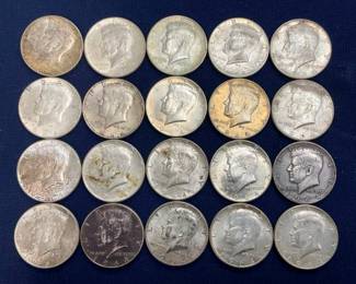 20- 1964 90% SILVER KENNEDY HALVES