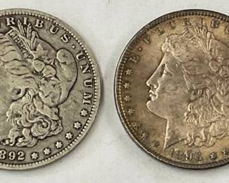 1856, 1892 O MORGAN DOLLARS