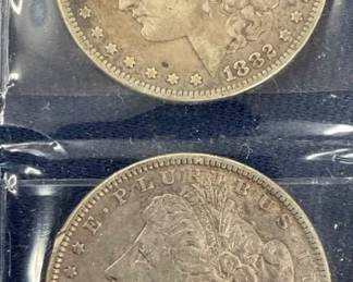 1882, 1887 MORGAN SILVER DOLLARS