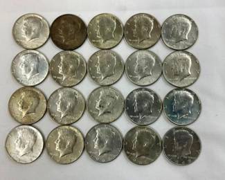 (20) 40% SILVER KENNEDY HALVES
