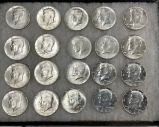 (20) 40% SLIVER KENNEDY HALVES