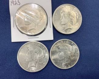 1923/(3) 1925 PEACE SILVER DOLLARS