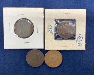 (4) 2 CENT SHIELD COINS 1864-1868