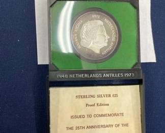 STERLING SILVER 1973 NETHERLAND 25 GULDE