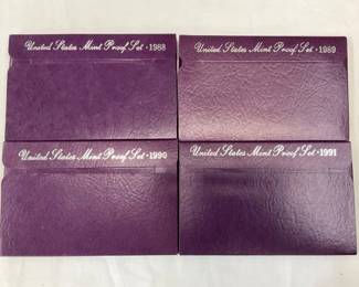 (4) US MINT PROOF SETS 1988-1991