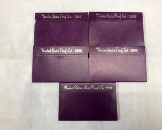 (5) US PROOF SETS 1985-1990