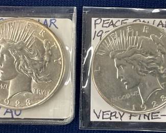 1923 D, 1928 S PEACE SILVER DOLARS