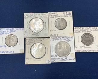 LOT OF 6 SILVER FRANCE/BRITISH/GERMANY