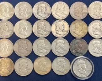 (37) 1948-53 SILVER FRANKLIN HALVES