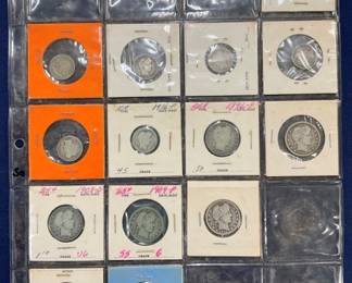 LOT OF SILVER BARBER 25/10CENT