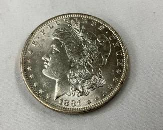 CLOSEUP VIEW RARE 1881 MORGAN