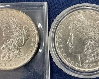 1885, 1900 MORGAN SILVER DOLLARS