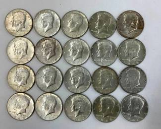 (20) 40% SILVER KENNEDY HALVES