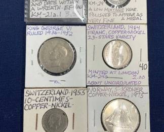 LOT OF (6) SWITZERLAND NICKELS