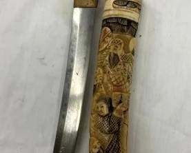 CARVED BONE KNIFE W/ SHEATH