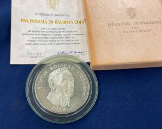 1974 PANAMA 20 BALBOAS MINT 4.3 OZ