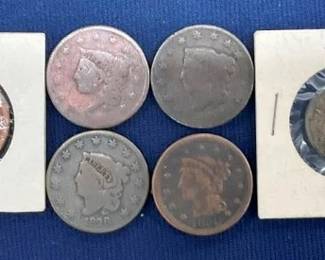 LOT OF (6) 1 CENT AND 2 CENT
